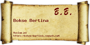 Bokse Bertina névjegykártya